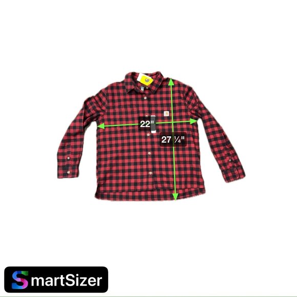 Carhartt Womens Medium Rugged Flex Loose Fit Flannel Top Red Black Buffalo Plaid - Picture 6 of 9